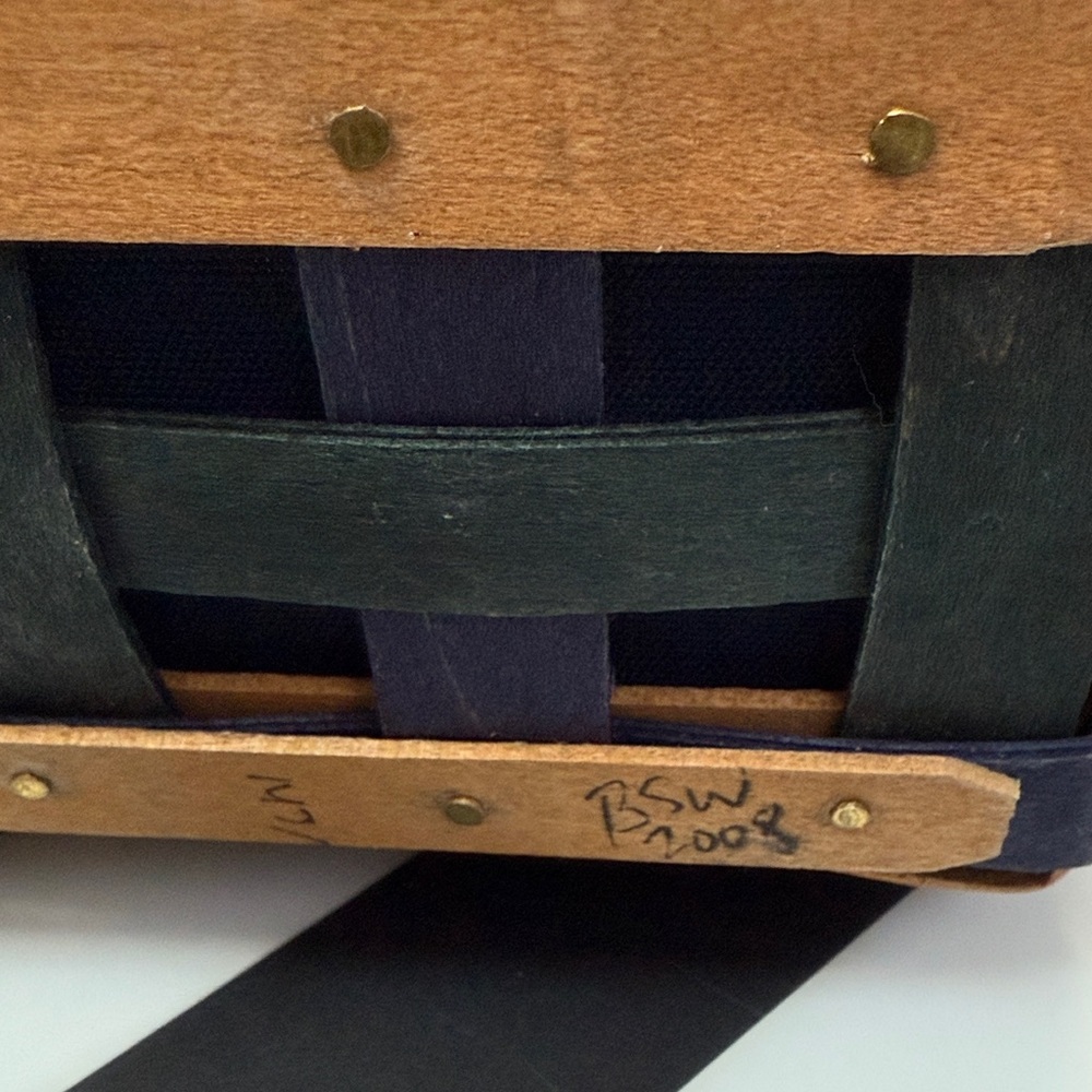 Longaberger Tan and Blue Woven Collectors Bag - Picture 6 of 8